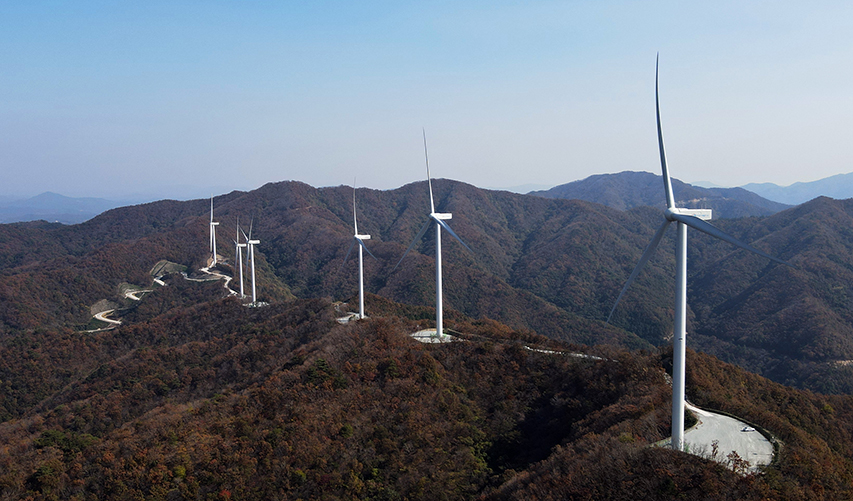 View of Jangheung Wind Farm located in Yongmun-ri, Yuchi-myeon, Jangheung-gun of South Jeolla Province.