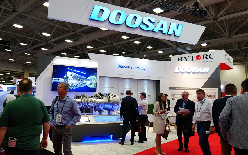 Photo. View of Doosan Enerbility exhibition at “POWERGEN International 2022” held at the Kay Bailey Hutchison Convention Center in Dallas, Texas on May 23 (local time)