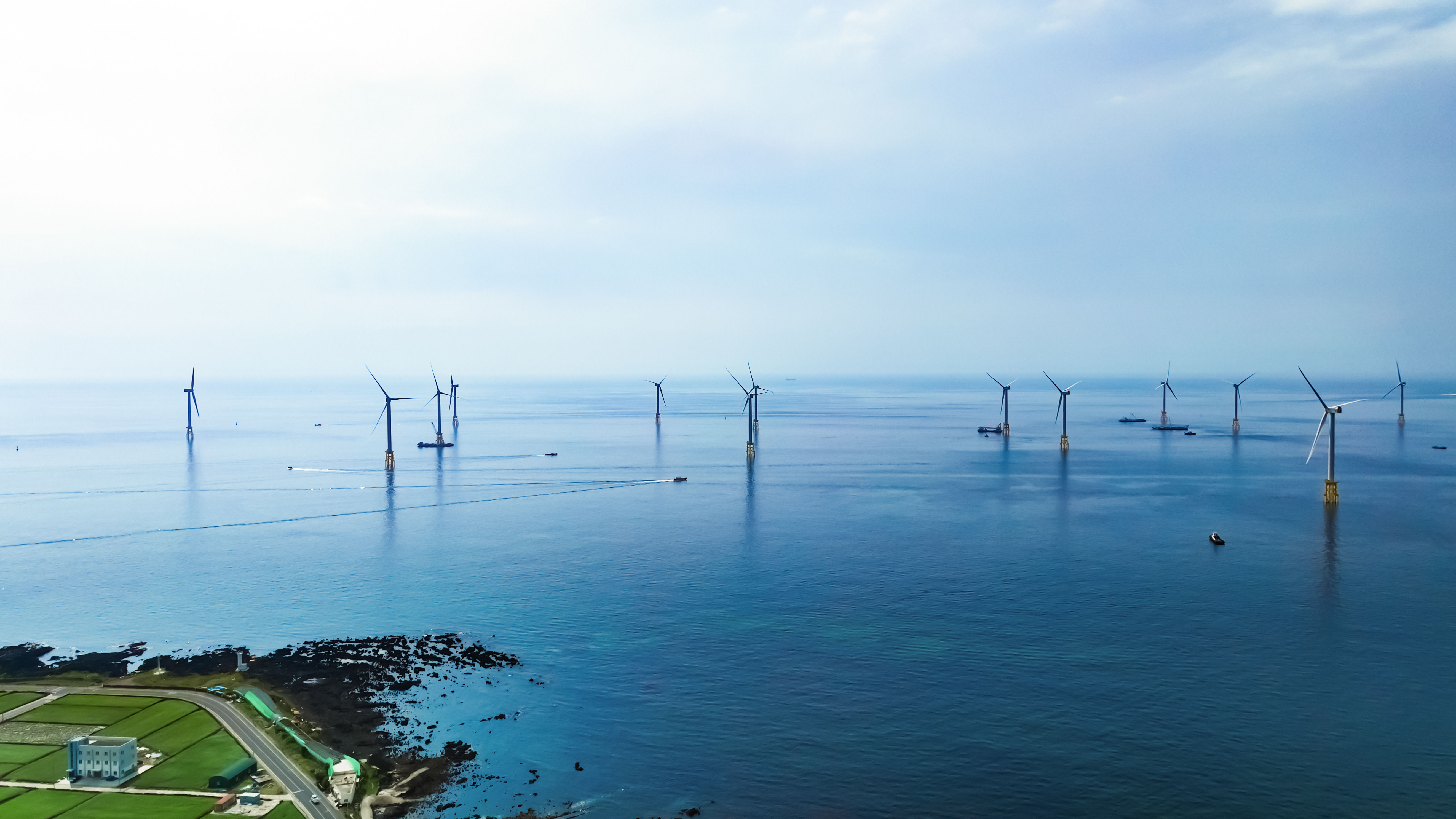 Aerial view of Jeju Hallim Offshore Wind Farm (100MW)