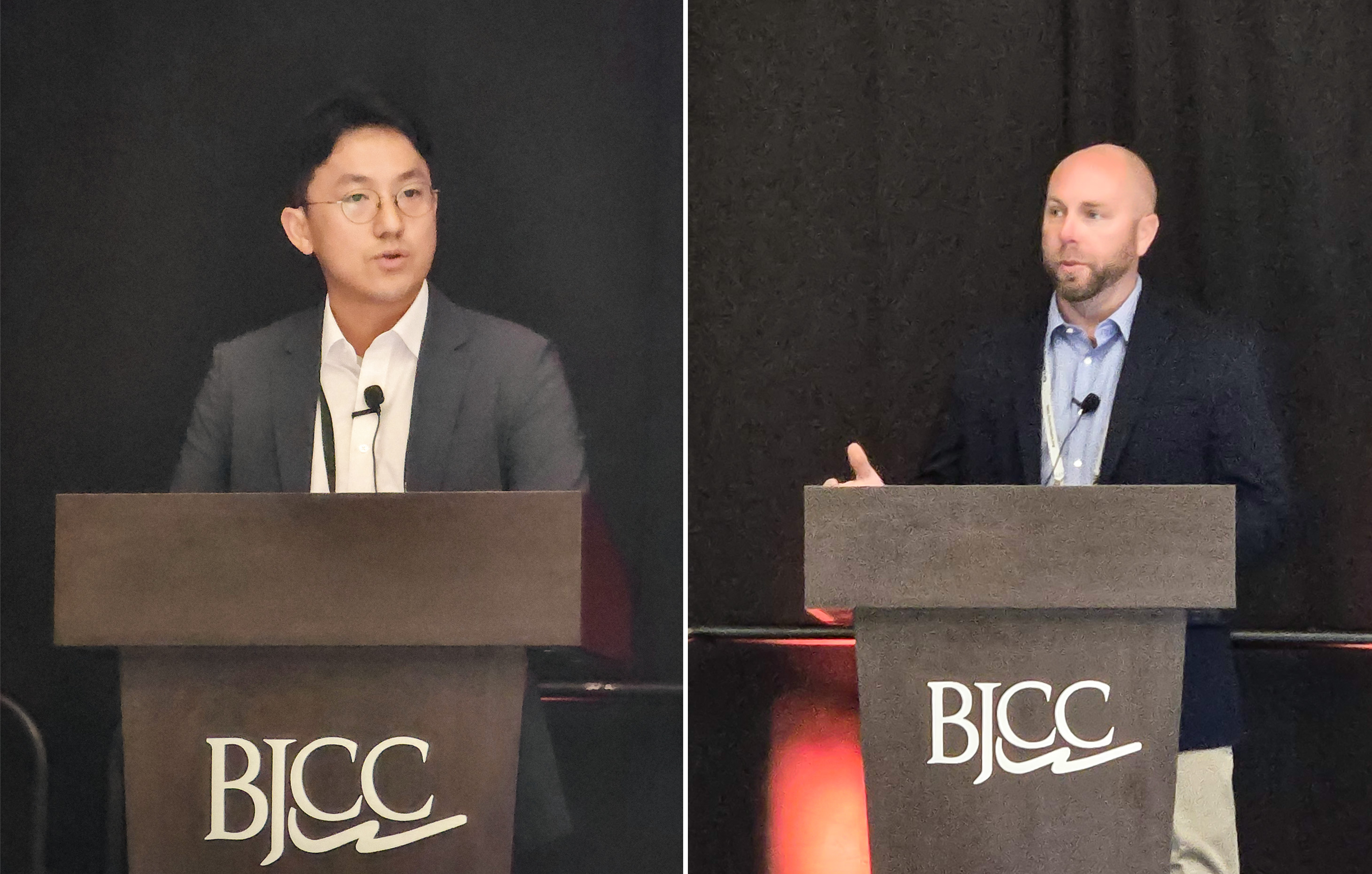 ▲ KOSPO’s Busan Bitdream Headquarters Head, Hwa-seop Lee (on the left), and DTS Engineering Director Scott Keller, giving a presentation on “Non-OEM Retrofit Best Practices” at the 7F Users Group Conference in Birmingham, Alabama on May 20 (local time).