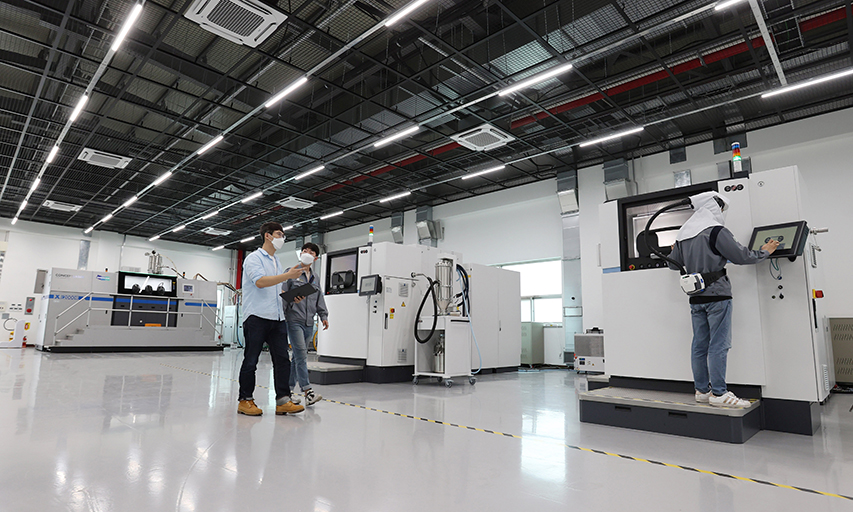 경남 창원 두산중공업 본사에 위치한 3D 프린팅 전용 팹 내부 전경.